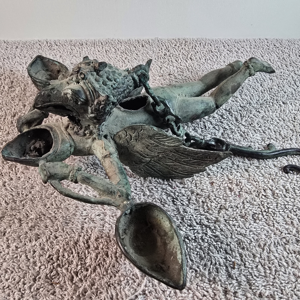 Hanging Bronze Flying Garuda Oil Lamp - Picture 11 of 16